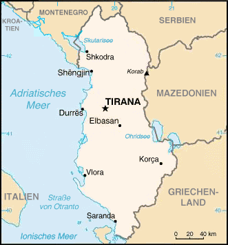 Landkarte Albanien