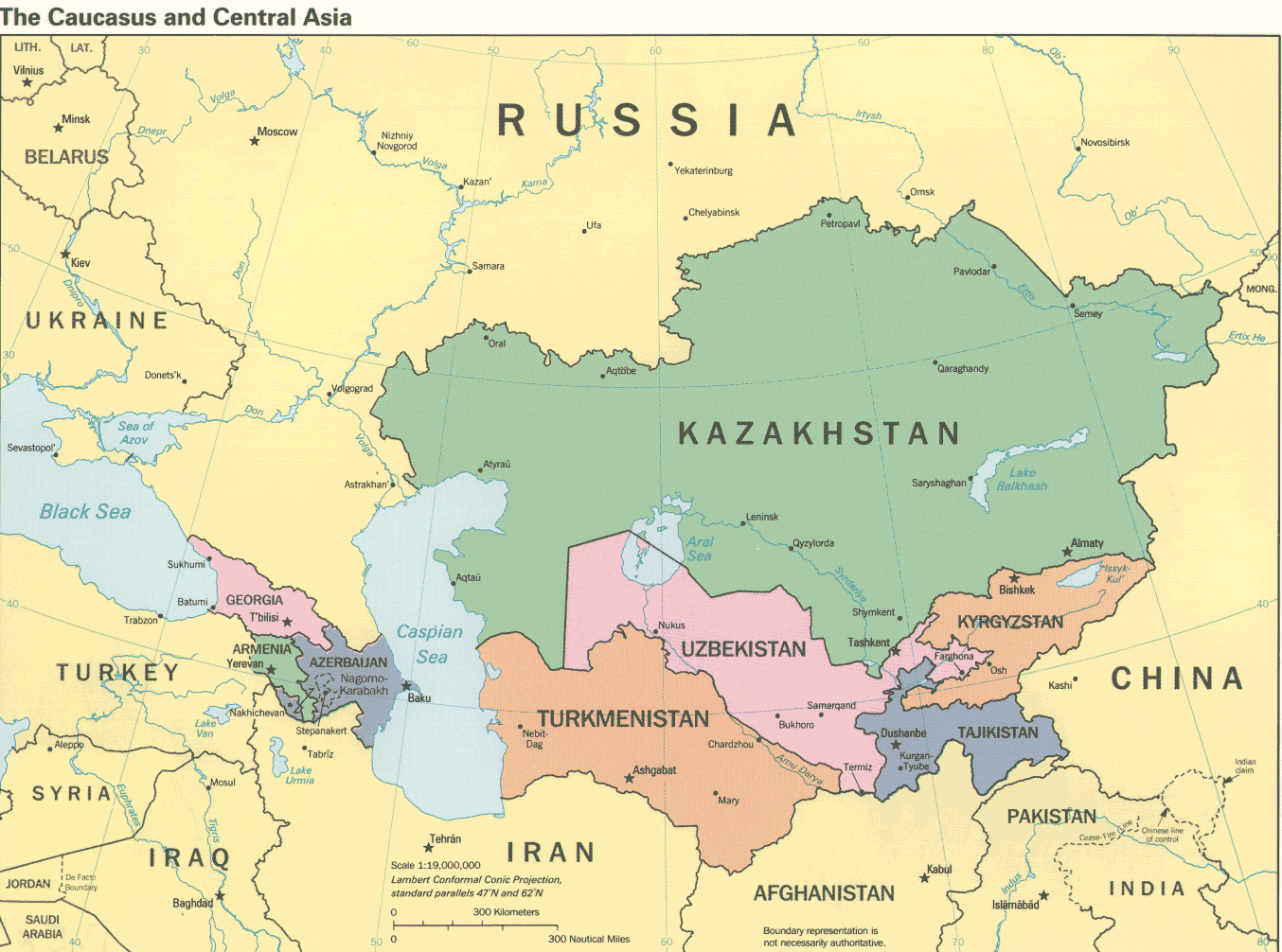 Landkarte Zentralasien